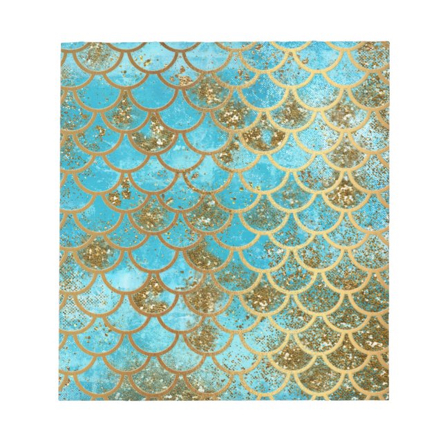 Bloc-note Iridescente Turquoise Parties scintillant or Merma (Devant)
