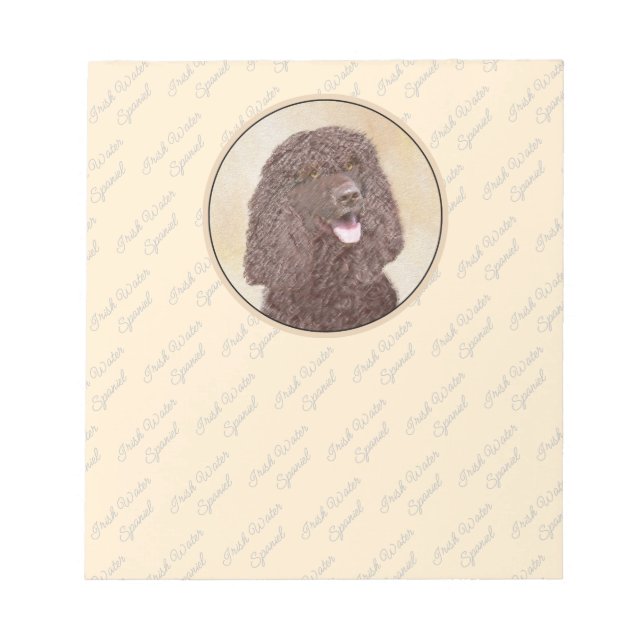 Bloc-note Irish Water Spaniel Peinture - Original Dog Art (Devant)