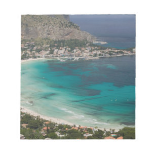 Bloc-note Italie, Sicile, Mondello, Vue sur la plage de