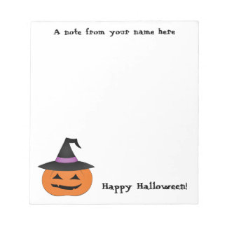 Bloc-note Jack-o'-lantern d'Halloween avec casquette sorcier
