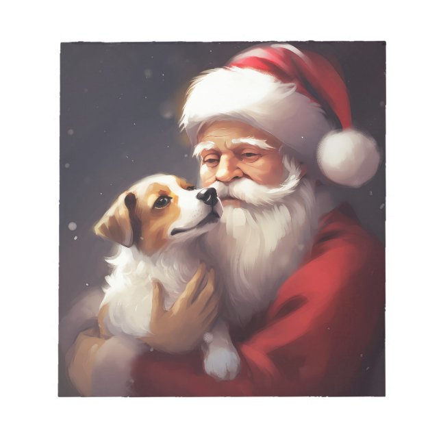 Bloc-note Jack Russell avec le Père Noël Festif de Noël (Devant)