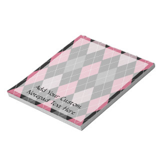 Bloc-note Jacquard rose, gris et noir