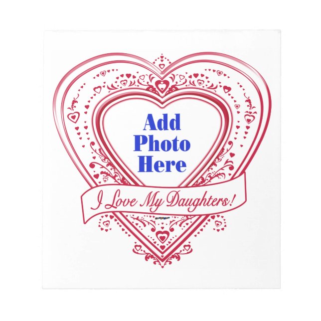 Bloc-note J'ai Love My Daughters ! Photo Red Hearts (Devant)