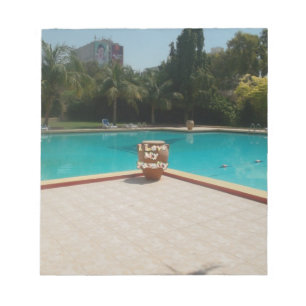 Bloc-note J'Aime Mon Art Familial Au Bord De La Piscine
