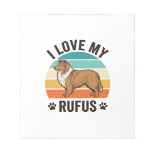 Bloc-note J'aime mon design de chien vintage Rufus_1