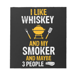 Bloc-note J'Aime Whiskey My Smoker 3 Personnes BBQ Drôle