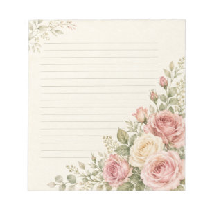 Bloc-note Jardin de cottage à la rose carmin papier aquarell