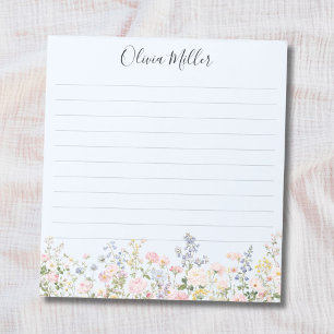 Bloc-note Jardin de fleurs coloré avec monogramme et motif f