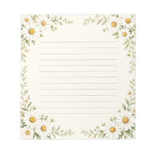 Bloc-note Jardin de marguerites à l'aquarelle avec lignes fl