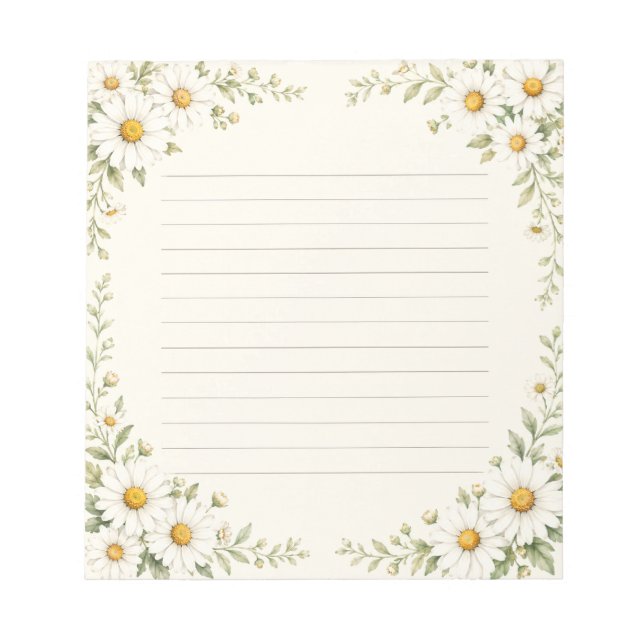 Bloc-note Jardin de marguerites à l'aquarelle avec lignes fl (Devant)