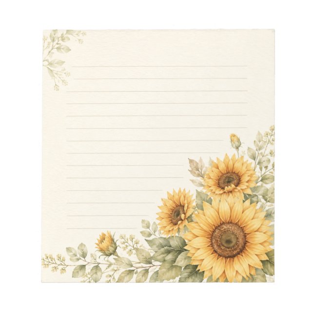 Bloc-note Jardin de Tournesols Dorés Aquarelle (Devant)