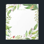 Bloc-note Jardin des papillons du printemps | Ajouter votre<br><div class="desc">Le doux flutter d'un petit coccinelle s'installant tranquillement sur une vigne verte avec un joyeux papillon perché sur les feuilles ci-dessus. Des fleurs de jardin printanières et des vignes courent le long des bords de ces étonnants tampons de bureau monogrammés. Ils sont personnalisés près du sommet avec votre nom, une...</div>