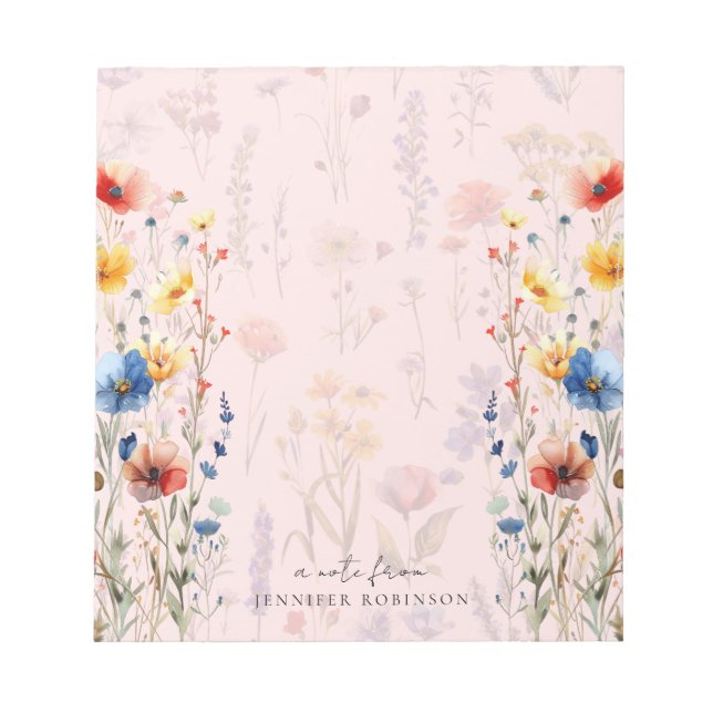 Bloc-note Jardin Floral Printemps Eté Fleurs Sauvages Nom Ro (Devant)