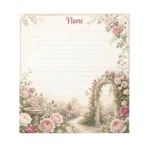 Bloc-note Jardin romantique anglais de roses aligné