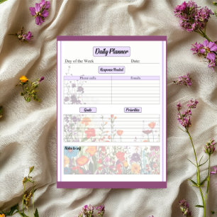 Bloc-note Jardin Violet en Fleur _ Planificateur Quotidien