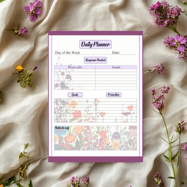 Bloc-note Jardin Violet en Fleur _ Planificateur Quotidien (Créateur téléchargé)