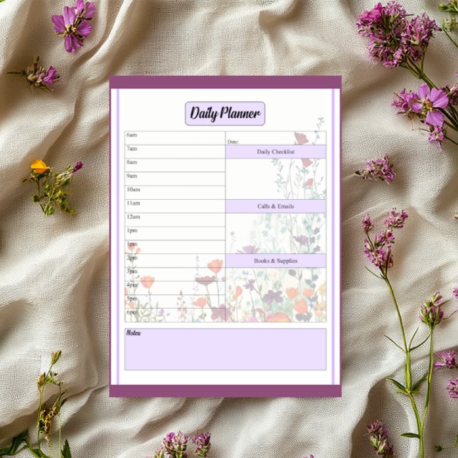 Bloc-note Jardin Violet en Fleur _ Planificateur Quotidien (Créateur téléchargé)