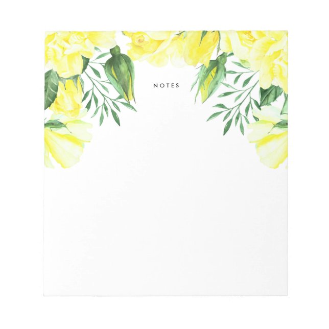 Bloc-note Jaune Aquarelle Rose et Garland vert (Devant)