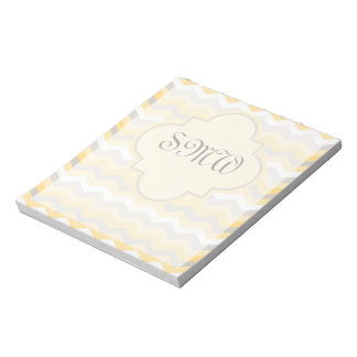 Bloc-note Jaune/Gris Chevron Zigzag