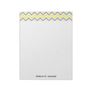Bloc-note Jaune, Gris Dk What Grand Motif Chevron ZigZag