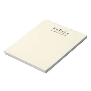 Bloc-note Jaune Pâle De La Part De Nom De Script Simple
