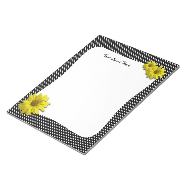 Bloc-note Jaune Pois noir et blanc (Incliné)