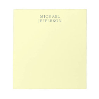 Bloc-note Jaune Très Pâle Minimaliste Moderne Simple Nom