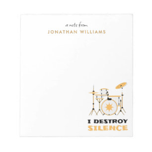 Bloc-note Je Détruis Silence Funny Drummer