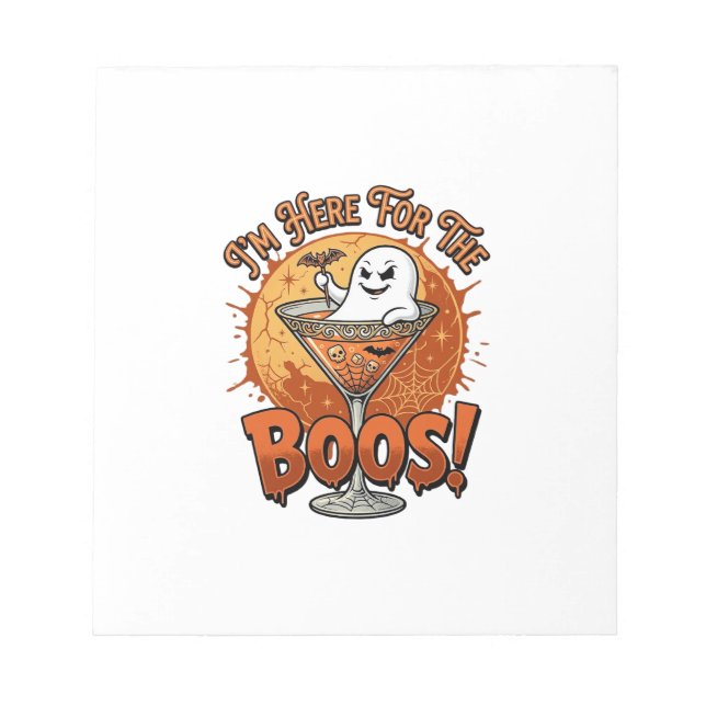 Bloc-note Je suis ici Boos Halloween Fantôme Boisson Toile d (Devant)