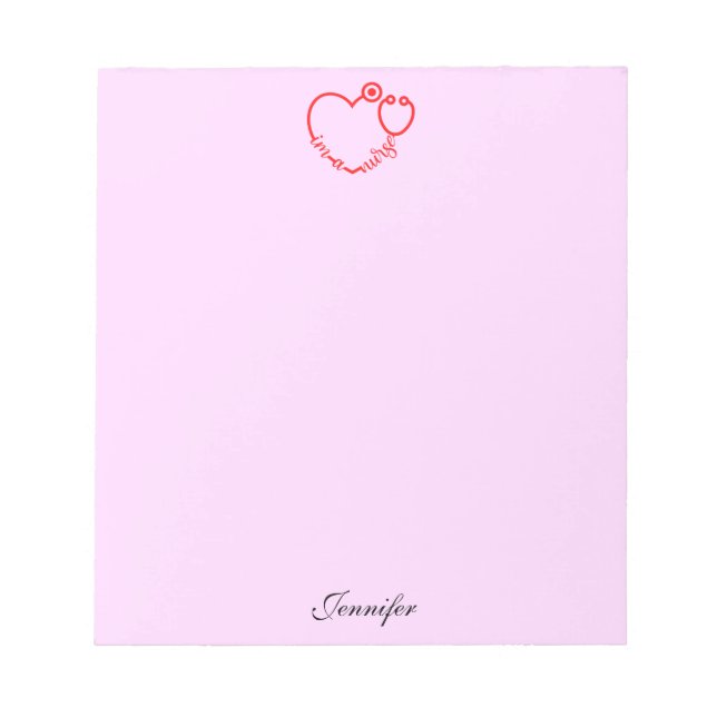 Bloc-note Je suis une infirmière stéthoscope Coeur Nom perso (Devant)