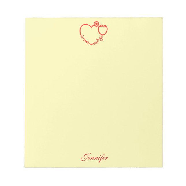 Bloc-note Je suis une infirmière stéthoscope Coeur Nom perso (Devant)