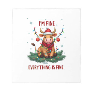Bloc-note Je vais bien tout va bien Noël Highland Cow