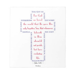 Bloc-note Jean 3:16 Croix Rouge, Blanche et Bleue