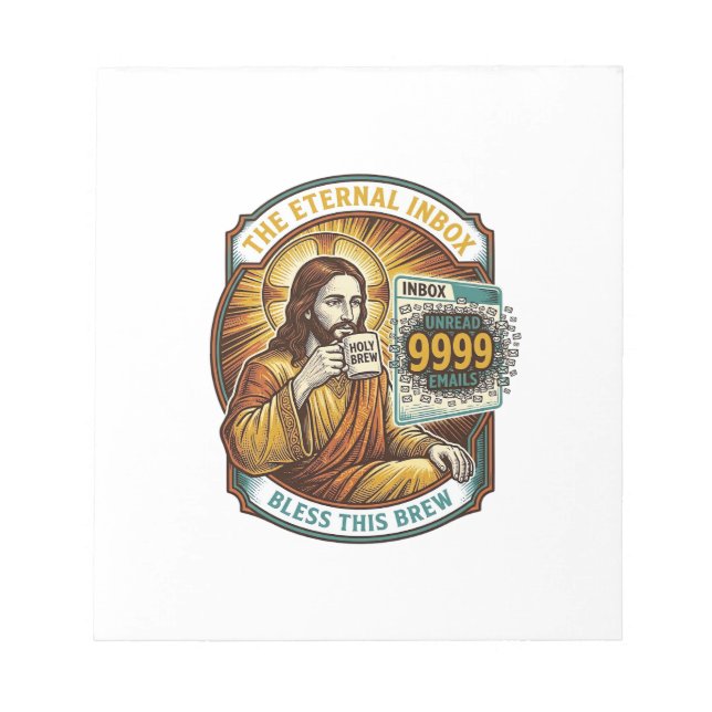 Bloc-note Jésus 9999 Emails Non Lus Boîte de Réception Zéro  (Devant)