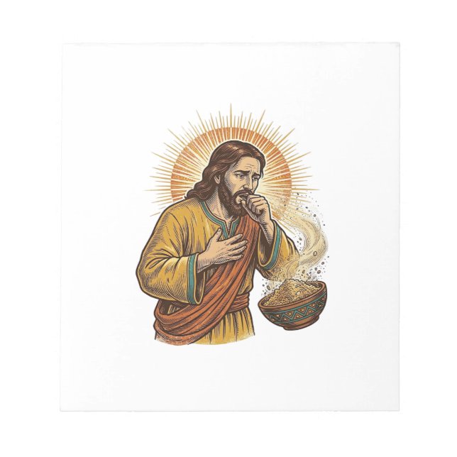 Bloc-note Jésus étouffant avec une miette de croustille de t (Devant)