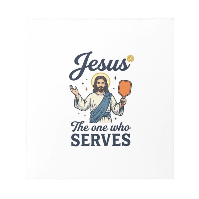 Bloc-note Jesus Pickleball Celui Qui Sert Chemise (Devant)
