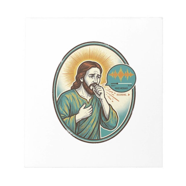 Bloc-note Jésus tousse au milieu d'un message audio vocal Te (Devant)