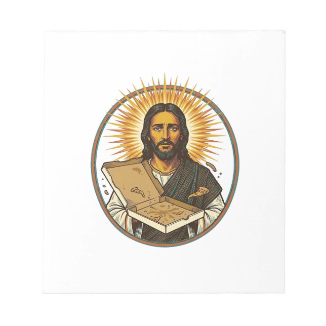 Bloc-note Jésus trompé par une boîte à pizza vide Humour de  (Devant)