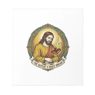 Bloc-note Jésus vaincu fumant du pain grillé brûlé petit-déj