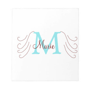 Bloc-note jeté simple minimal ajouter nom monogramme rose ro