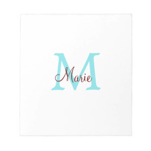 Bloc-note jeté simple minimal ajouter nom monogramme rose ro