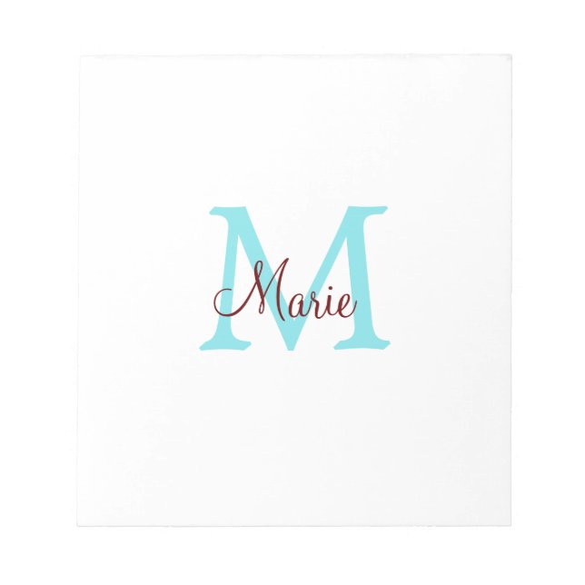 Bloc-note jeté simple minimal ajouter nom monogramme rose ro (Devant)