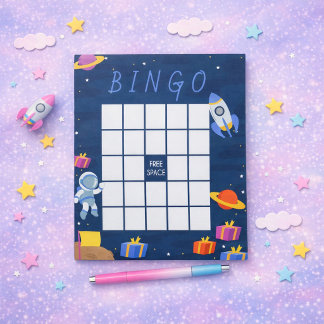 Bloc-note Jeu de Bingo pour Baby Shower Petit Astronaute