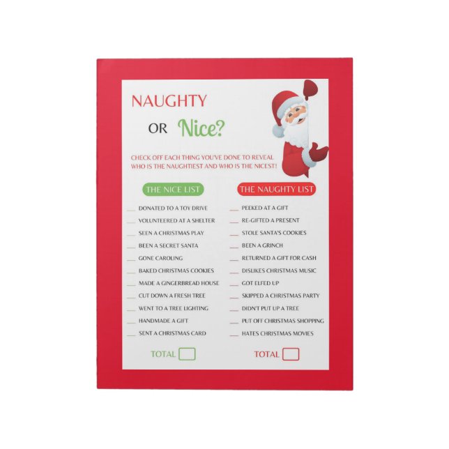 Bloc-note Jeu de Noël méchant ou gentil (Tourné)