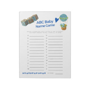 Bloc-note Jeu de nom de bébé Baby Shower tendance et amusant