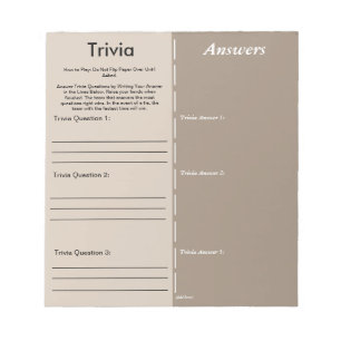 Bloc-note Jeu de société de trivia pour Baby Shower - Questi