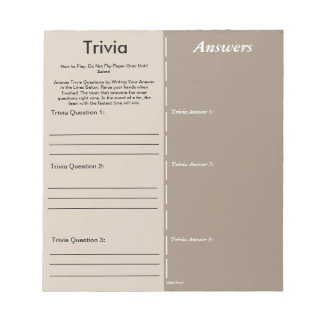 Bloc-note Jeu de société de trivia pour Baby Shower - Questi