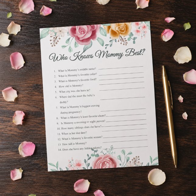 Bloc-note Jeu Rose Dorée Qui Connaît le Mieux Maman (Créateur téléchargé)