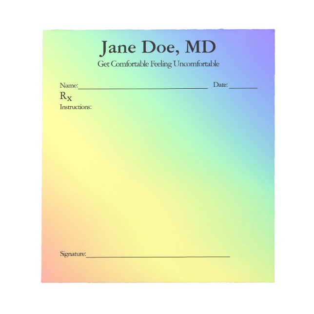 Bloc-note Joke prescription rainbow pad  - 5.5" x 6" Notepad (Devant)
