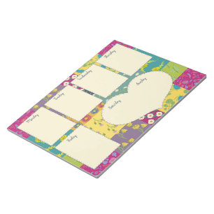 Bloc-note Joli Boho Maximalist Quilt Planificateur hebdomada